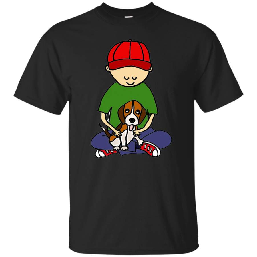 BEAGLE – Adorable Little Boy Hugging Beagle Puppy Dog T Shirt & Hoodie