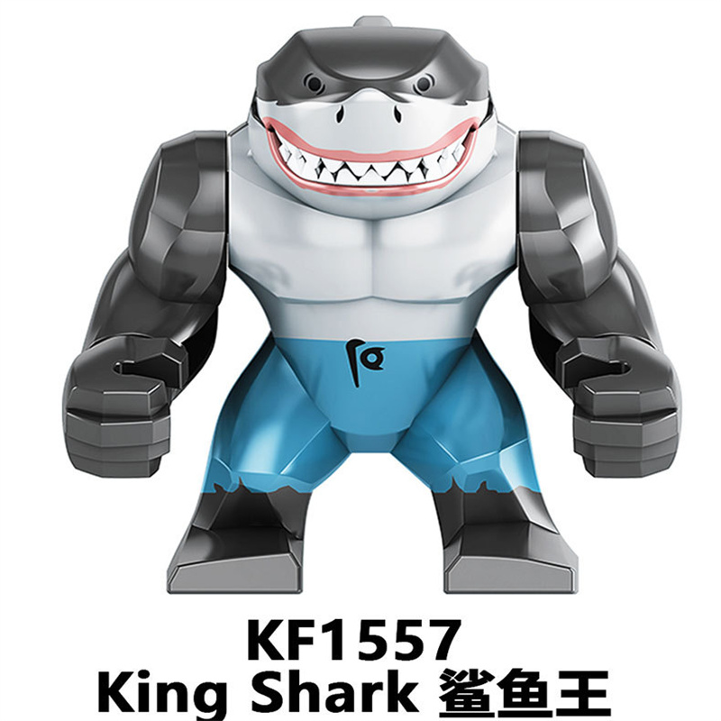 2021 King Shark New Heroes Movie Building Blocks Suicide Action Figures Accessories Head For Children Toys Gift KF1557 KF1558 alx