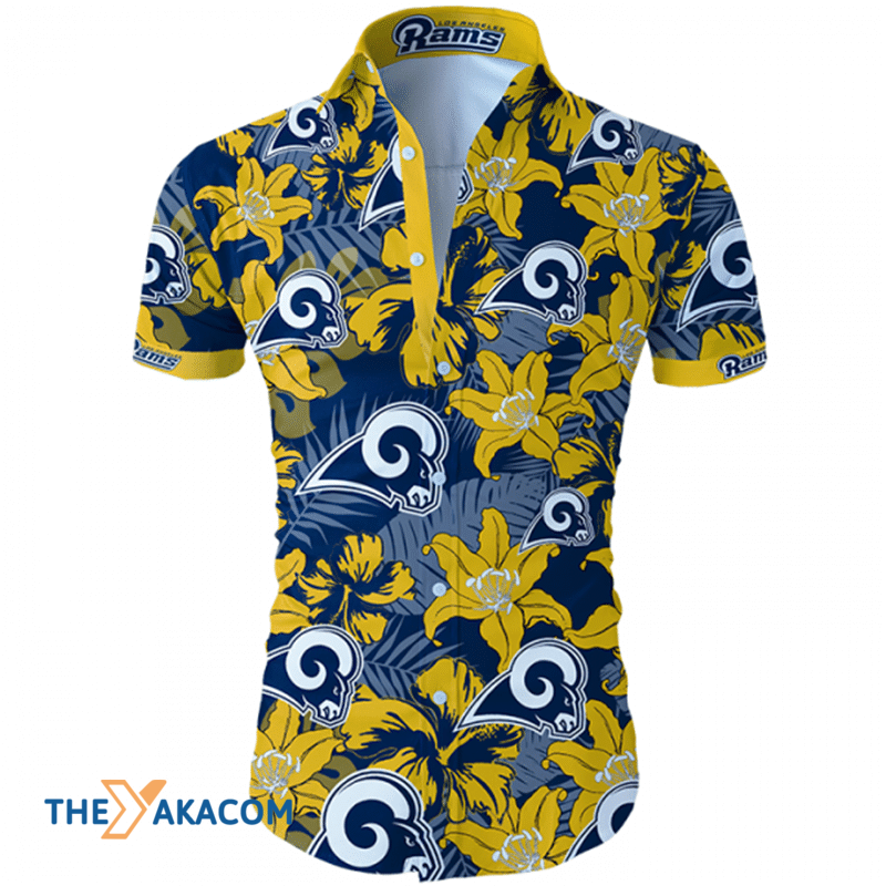 Los Angeles Rams Nfl Team Gift For Fan Tropical Flower Short Sleeve Hawaii Shirt Ha27133