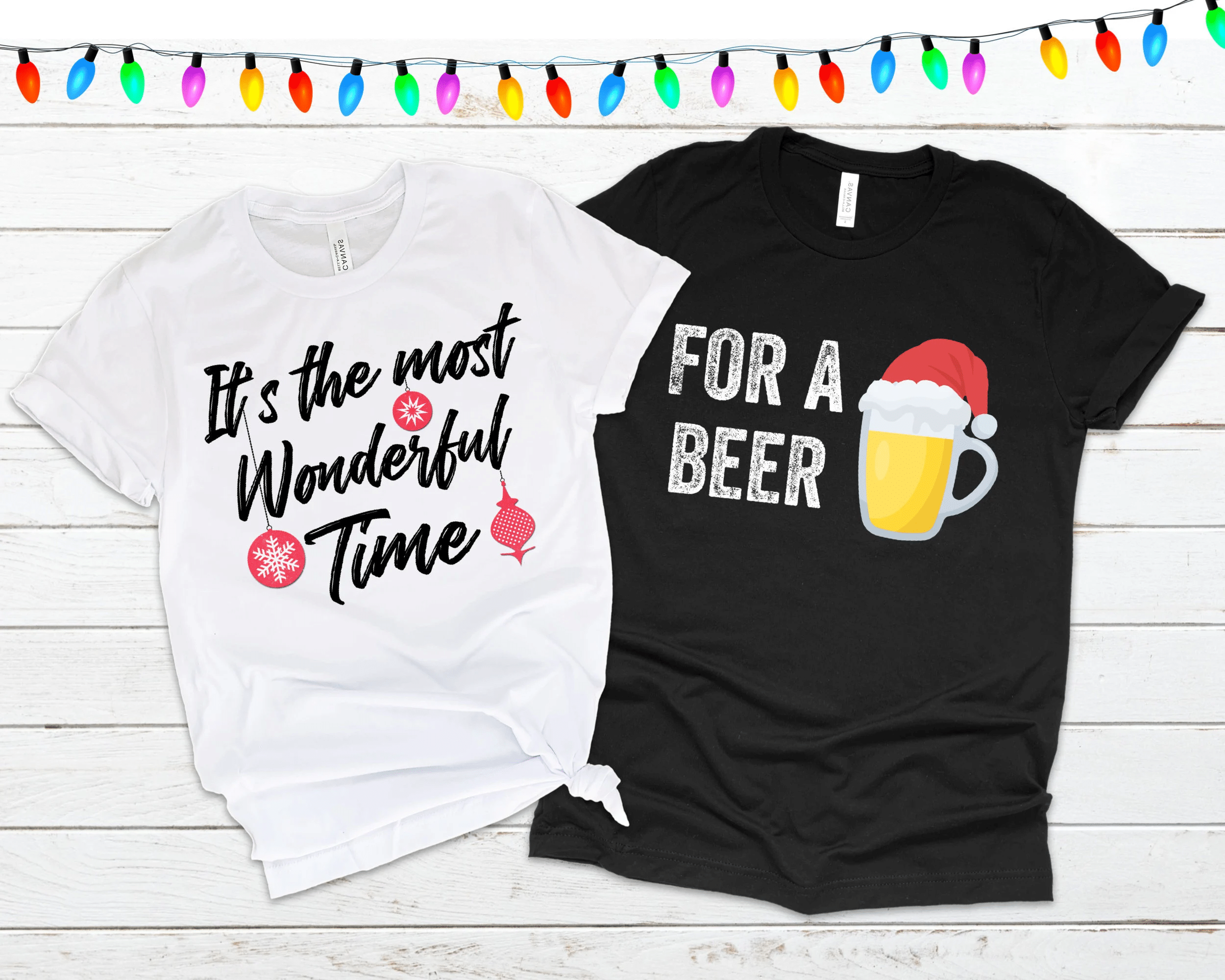 Couple Shirts It’S The Most Wonderful Time For A Beer Matching Couple, Valentine Gifts, Christmas Gift Graphic Unisex T Shirt, Sweatshirt, Hoodie Size S – 5Xl