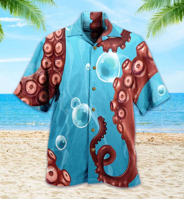 Octopus Tentacles Blue Hawaii Shirt Ha22525