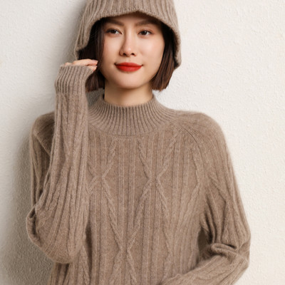 100% wool cashmere sweater 2022 autumn and winter new women’s half turtleneck pullover casual solid color jacket knitted top alx