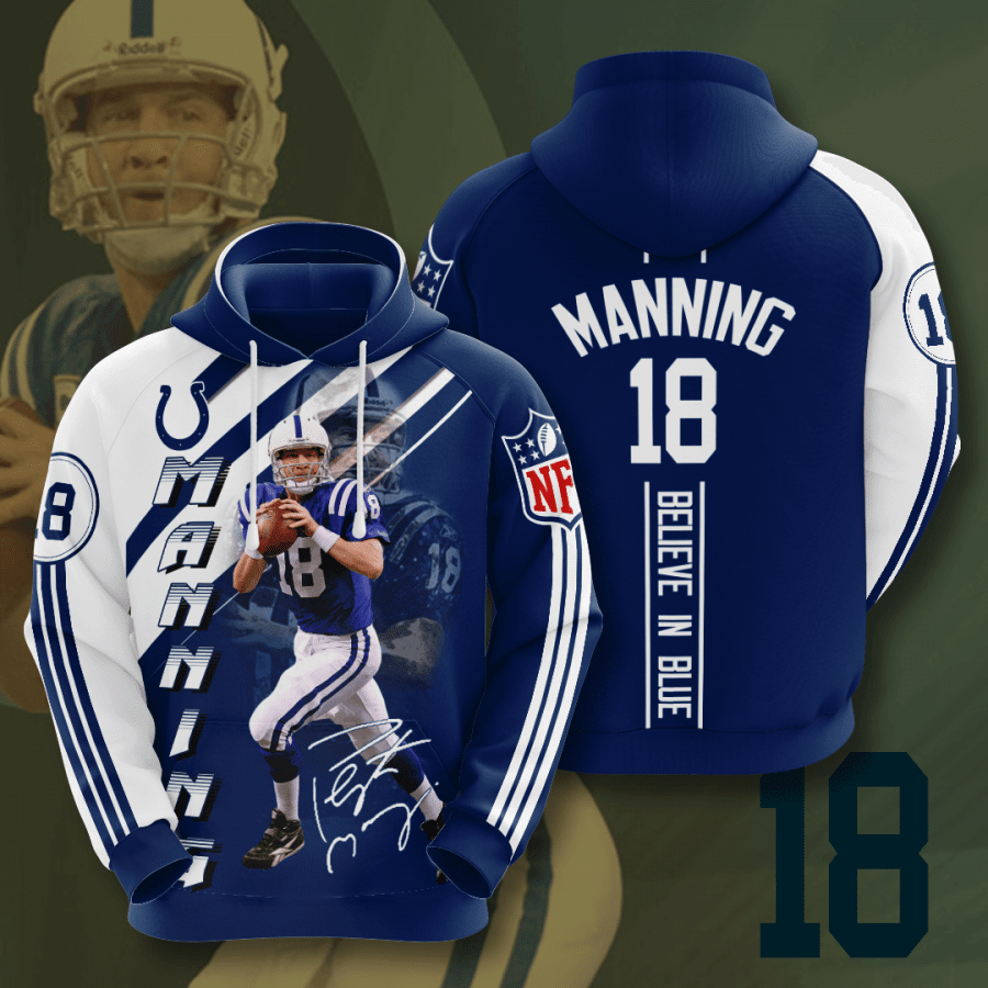 Indianapolis Colts Peyton Manning 55 Unisex 3D Hoodie Gift For Fans