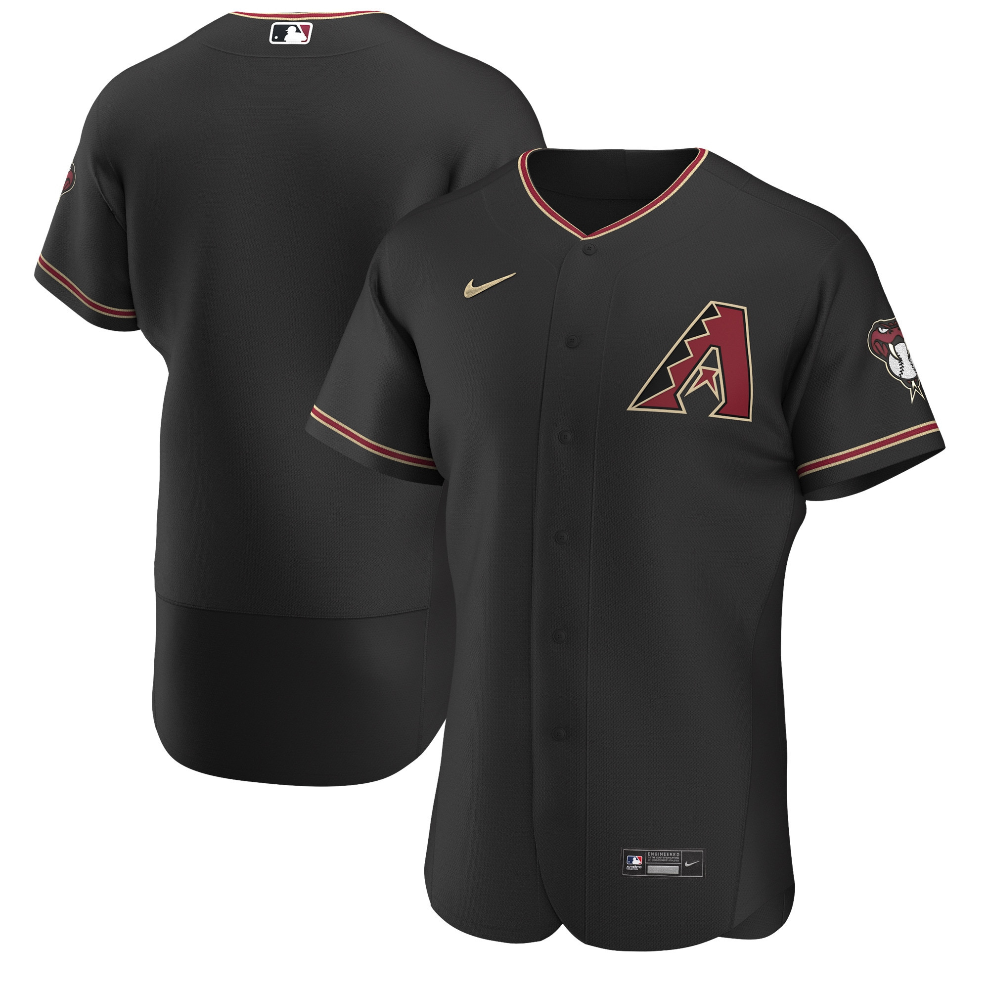 Arizona Diamondbacks Alternate Authentic Team Jersey Black MLB Ver 1