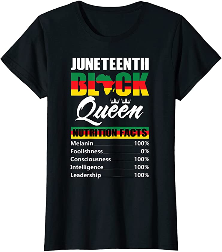 Womens Juneteenth 1865 Black Queen Nutritional Facts T-Shirt