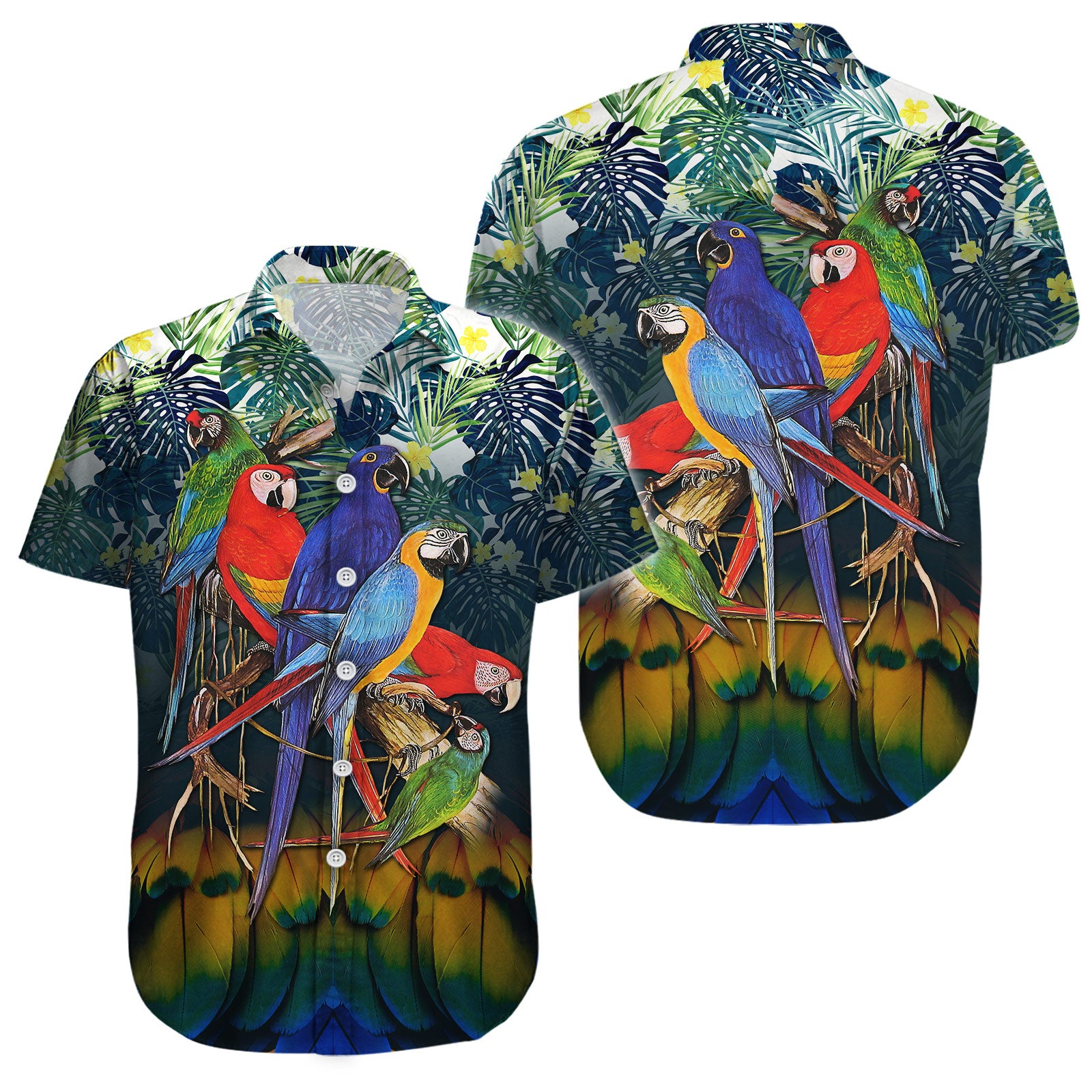 Parrots Bird Tropical Button Shirt, Parrot Bird Button Shirt, Parrot Hawaiian Shirt, Funny Parrot Hawaiian Shirt, Bird Hawaiian Shirt, Summer Shirt