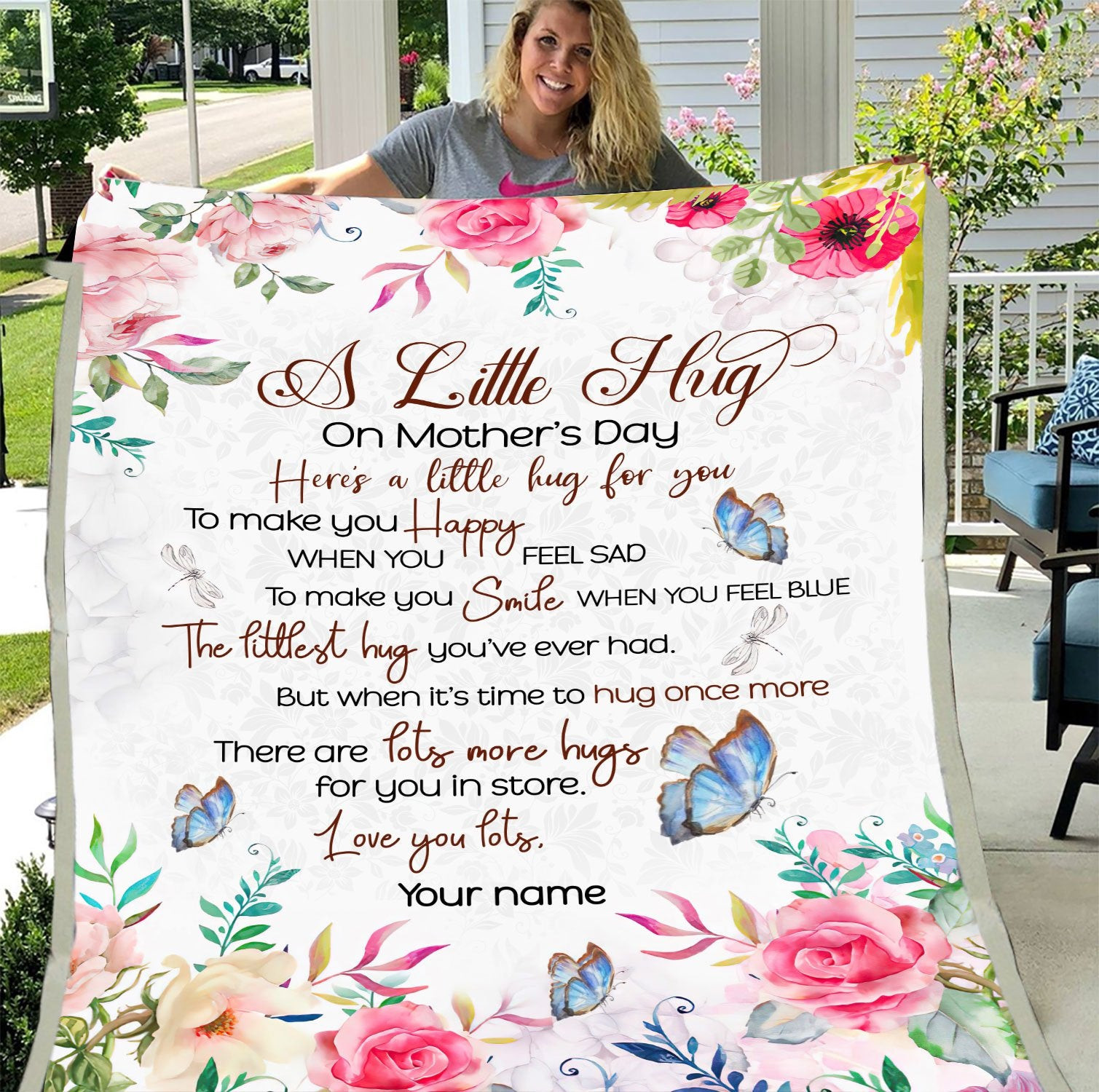 Personalized Blanket, Mother’S Day Gifts Idea Blanket, Gifts For Mom, A Little Hug On Mother Day Fleece Blanket