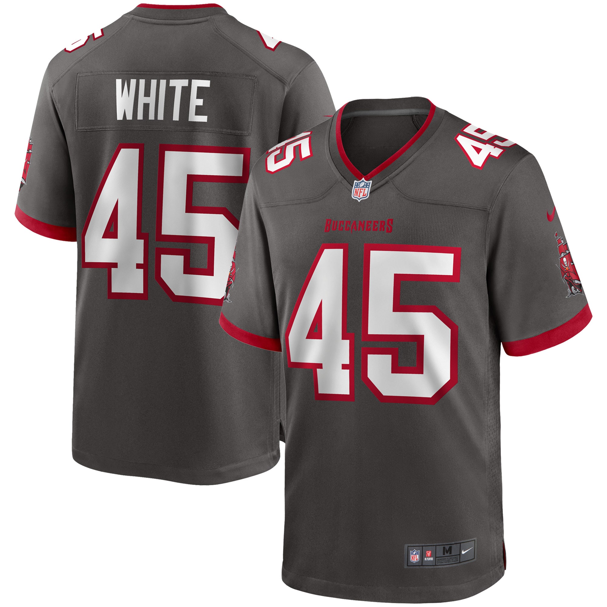 Devin White Tampa Bay Buccaneers Game Jersey – Pewter