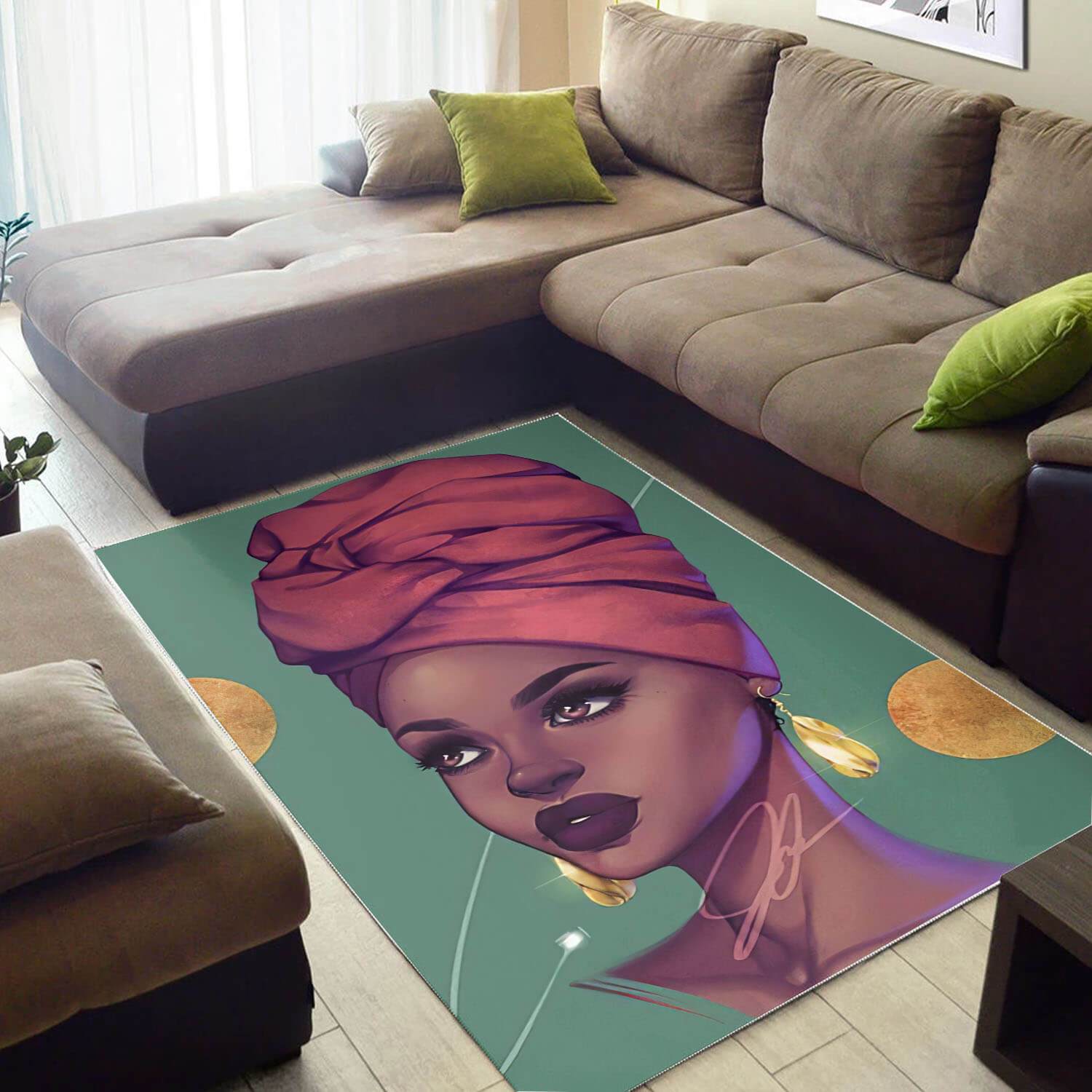 African Area Rug Beautiful Melanin Afro Girl African Inspired Area Rug Afrocentric Home Decor WBG34952