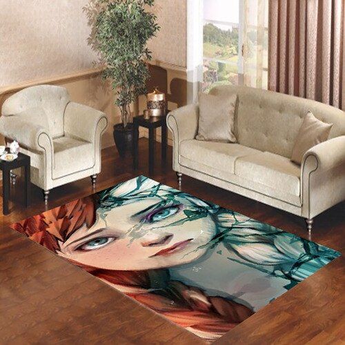 Anna And Elsa Face Living Room Carpet Rugs