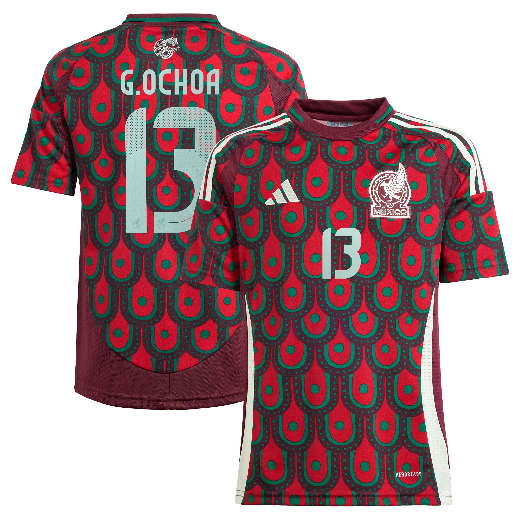 Guillermo Ochoa Mexico National Team Youth 2024 Home Replica Player Jersey – Burgundy