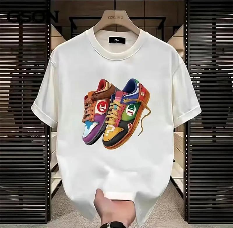 Stylish Summer Tee, Thick Cotton, Printed Design, Loose Fit, Couple Friendly, Half Sleeve, Embroidered Womenswear Top, T-Shirt For Men