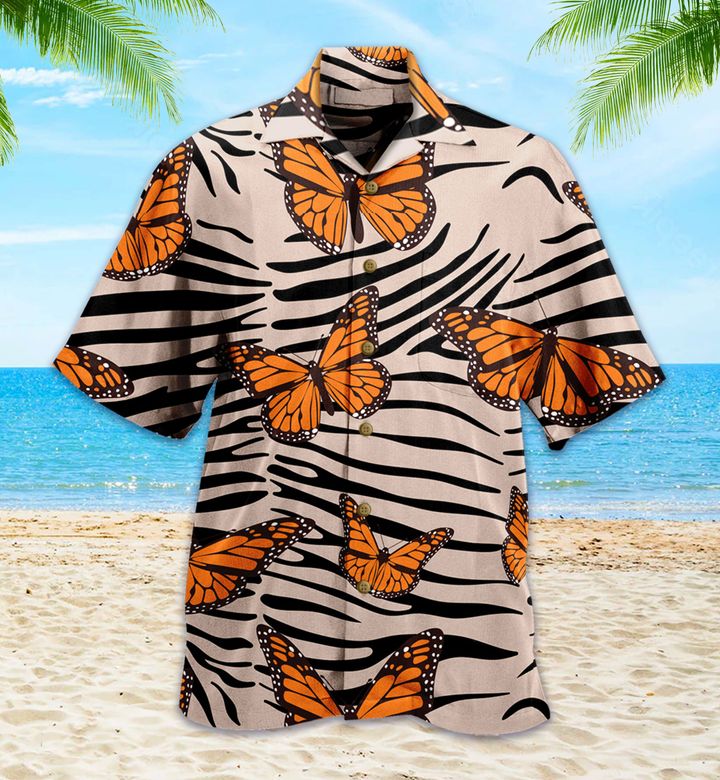 Zebra Butterflies Brown Hawaii Shirt Ha52478