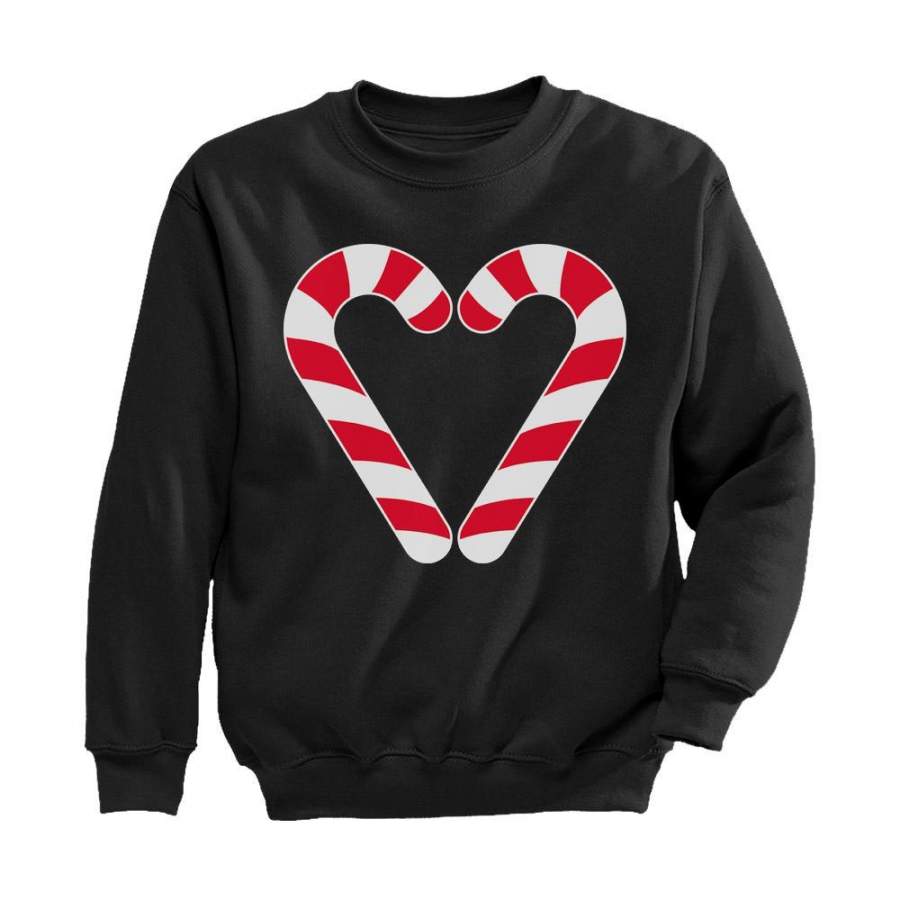 Christmas Candy Cane Heart Gift Youth Kids Sweatshirt