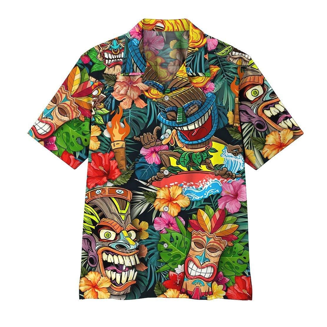 Tiki Aloha Hawaii Shirt Colorful Short Sleeve Summer Beach Casual For Men And Women Ha27302