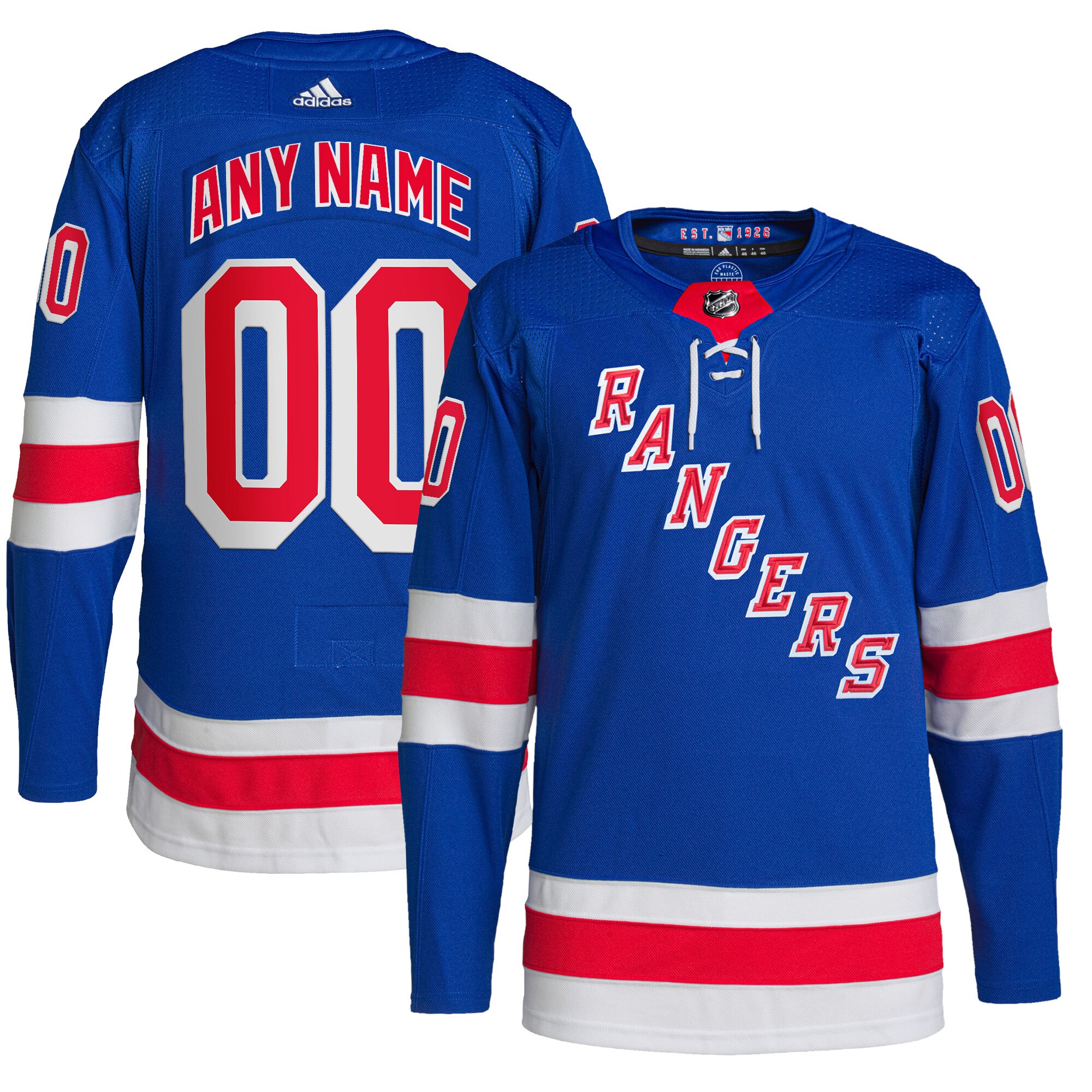 Men's New York Rangers adidas Royal Home Primegreen Authentic Pro Custom Jersey