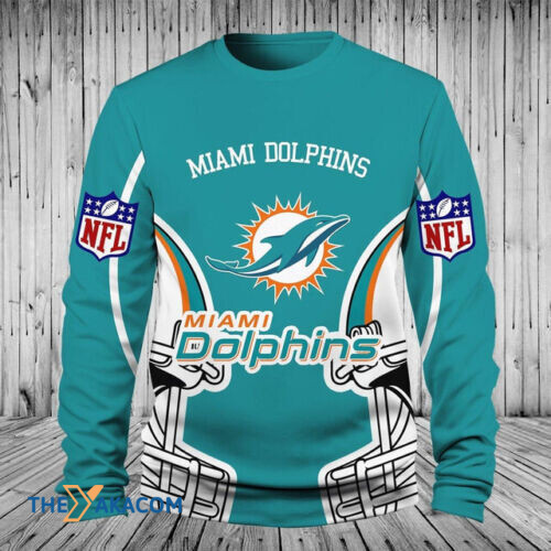 Miami Dolphins Helmet For Fan Gift Sweatshirt Long Sleeve Crewneck Casual Pullover Top