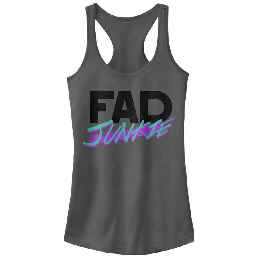 CHIN UP Junior’s Fad Junkie  Racerback Tank Charcoal