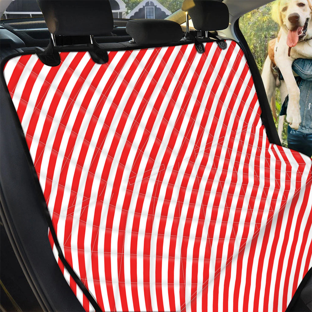 Red And White Candy Cane Striped Print Pet Car Back Seat Cover