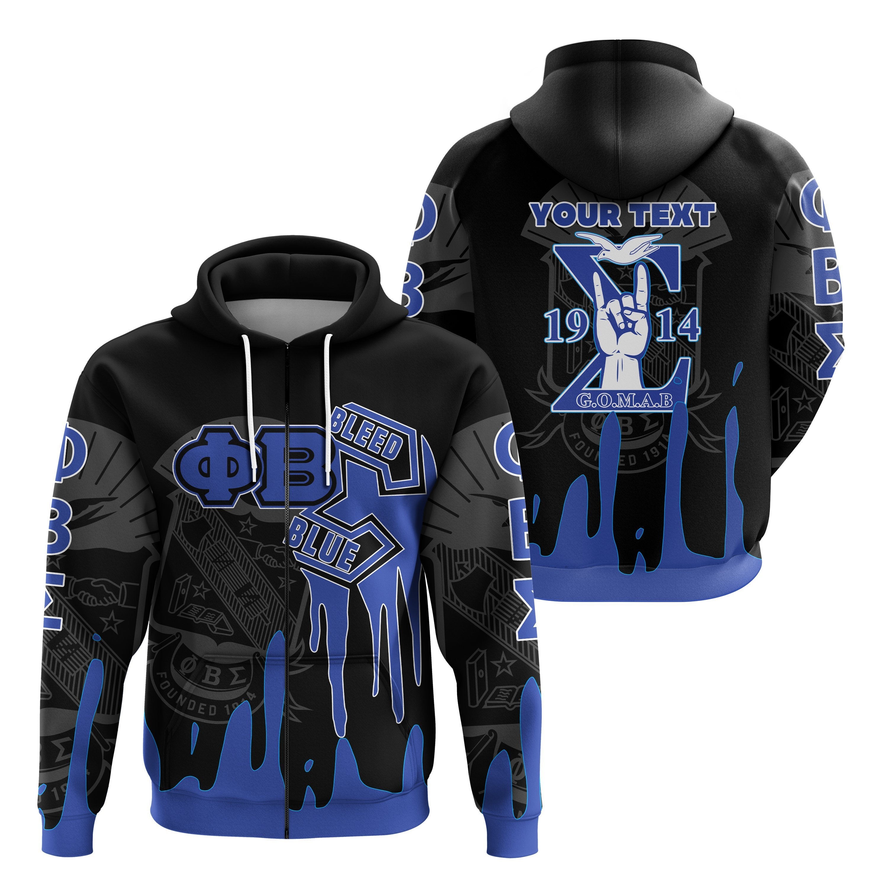 (Custom Personalised) Phi Beta Sigma  Zip Hoodie Special Style Lt16