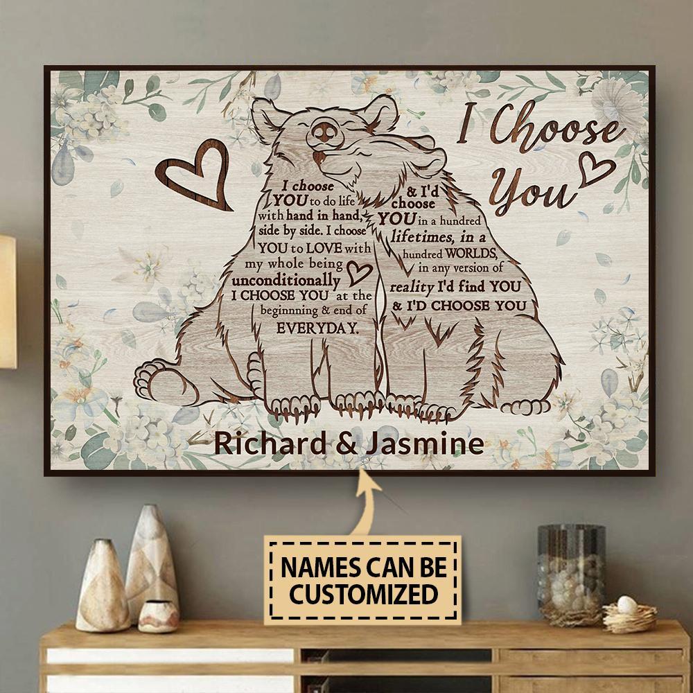 Aeticon Gifts Personalized Bear I Choose You Canvas Mom Dad Gift Home Decor