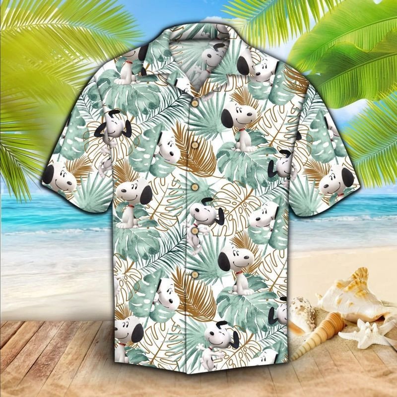 Snoopy Graphic Print Short Sleeve Hawaii Shirt Ha47360