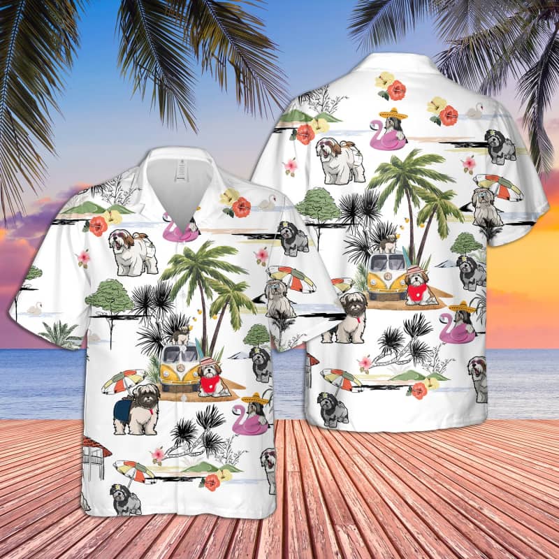 Unisex Lhasa Apso Beach Hawaiian Shirt