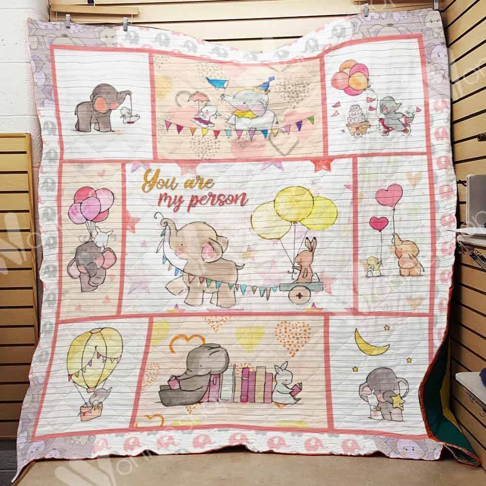 Elephants Playing With Bubbles  You Are My Person  Quilt Blanket