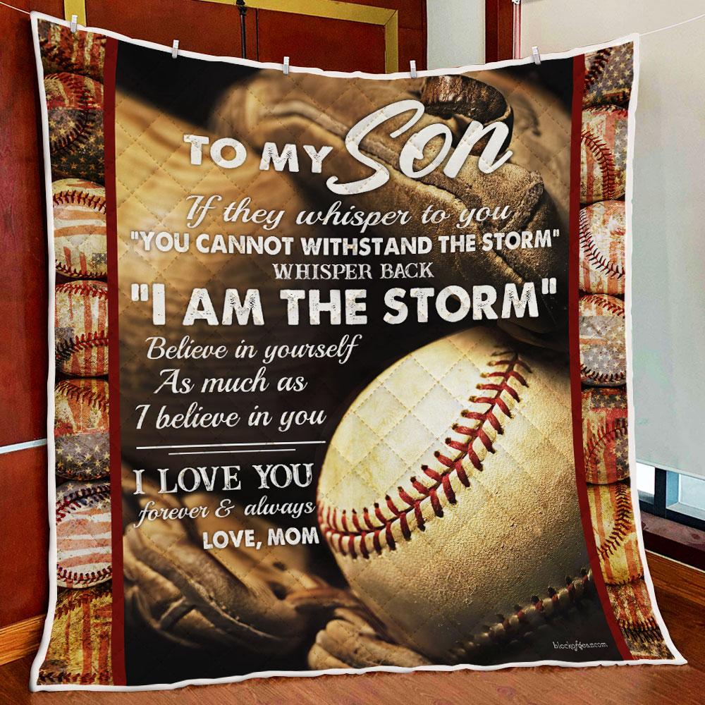 Mom To Son Baseball Quilt Blanket