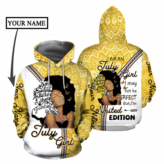 July Girl Personalized Name All Over Print Unisex Hoodie