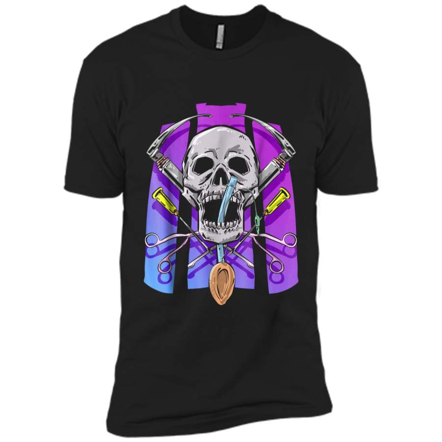 Anesthesia Halloween or Dia De Los Muertos Medical  Next Level Premium Short Sleeve Tee