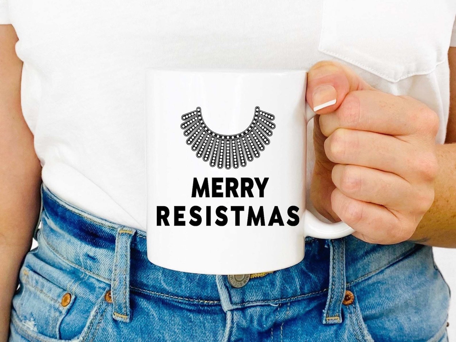 Merry Resistmas Ruth Bader Ginsburg Rbg Gifts For Her Feminist Gifts Holiday White Elephant Holiday Gift Mug White Ceramic 11-15Oz Coffee Tea Cup