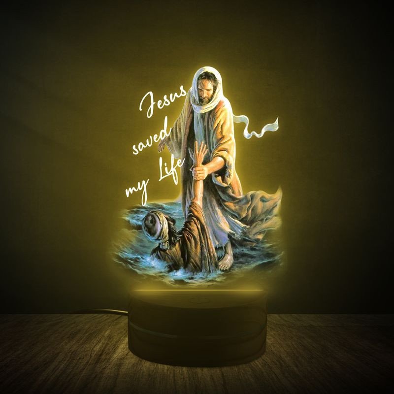 Jesus Saved My Life, Give Me Hand Wooden Night Light 3D #Xh