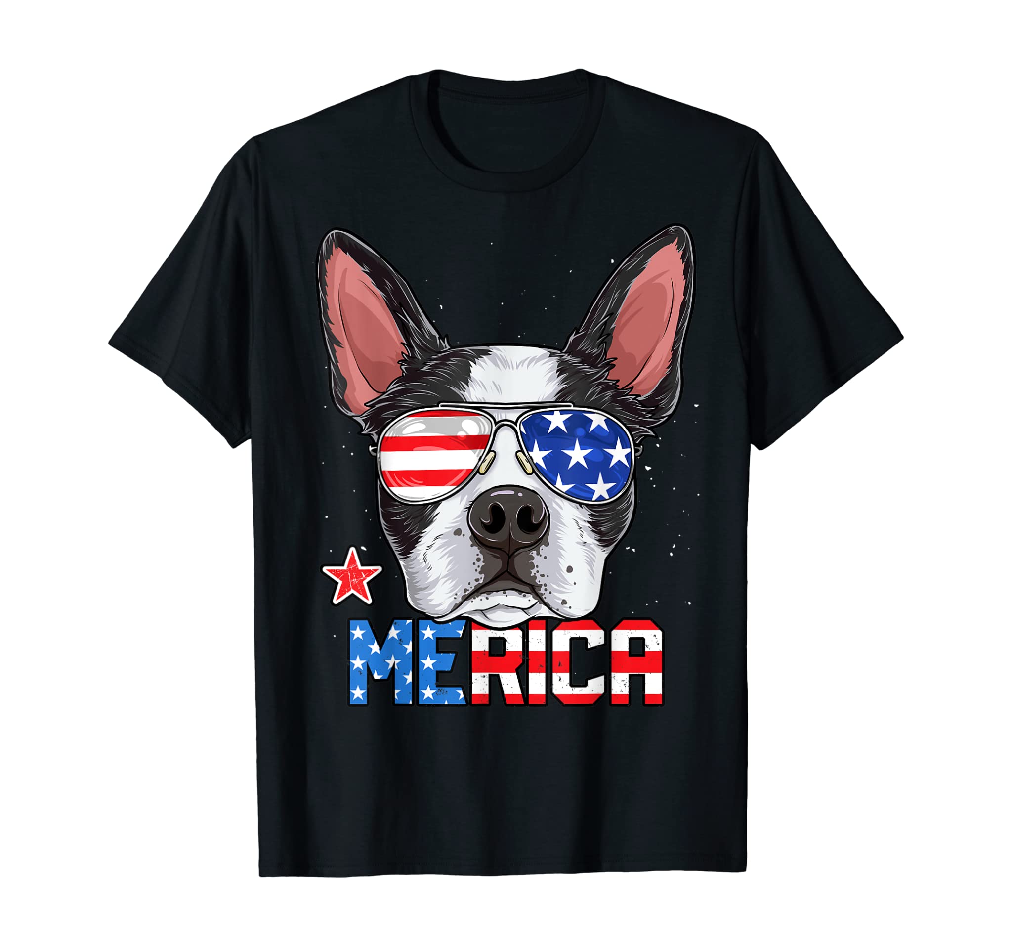 Boston Terrier Merica 4th of July T shirt Men Boys Dog Puppy