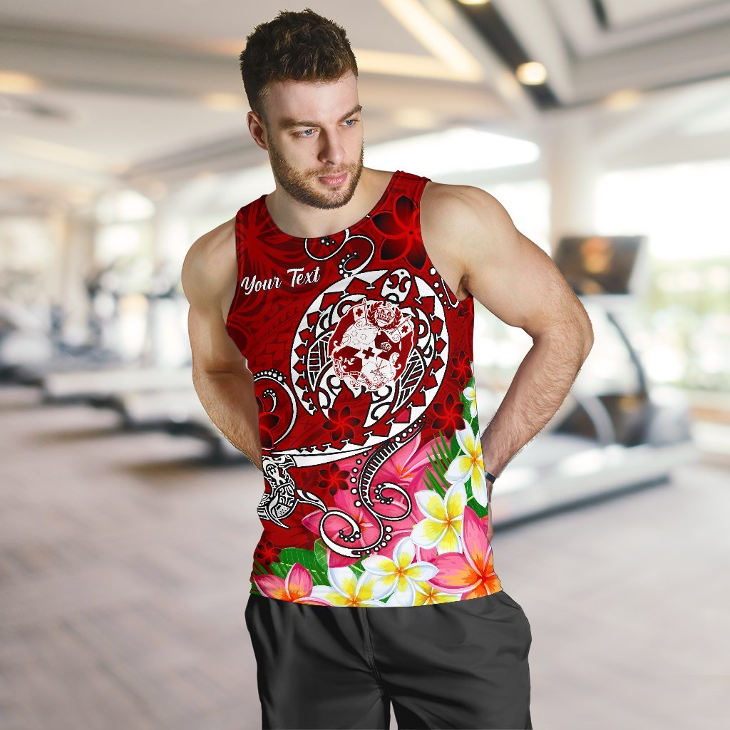 Tonga Custom Personalised Men’s Tank Top – Turtle Plumeria (Red) – BN18