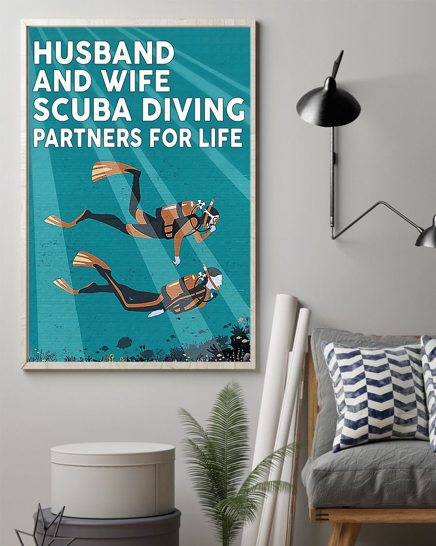 Husband And Wife Scuba Diving Partners For Life Vertical Canvas And Poster | Wall Decor Visual Art