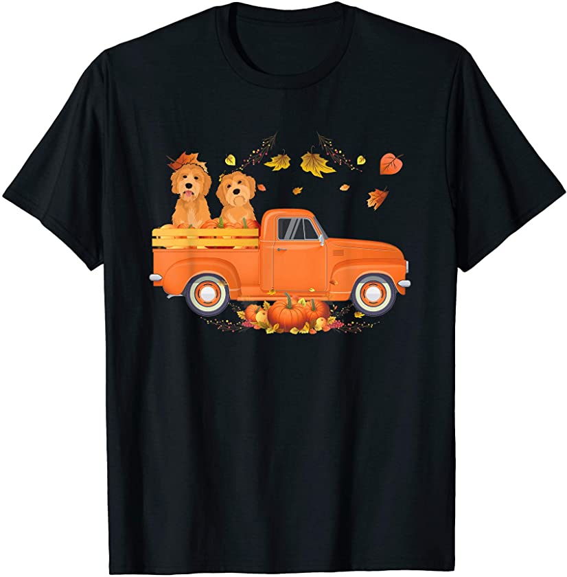 Goldendoodle Pumpkin Truck Fall Leaf Thanksgiving Halloween T-Shirt