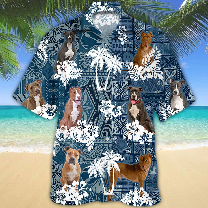 American Pit Bull Terrier Hawaii Dog Hawaii Shirt Short Sleeve Hawaii Aloha Ha38206