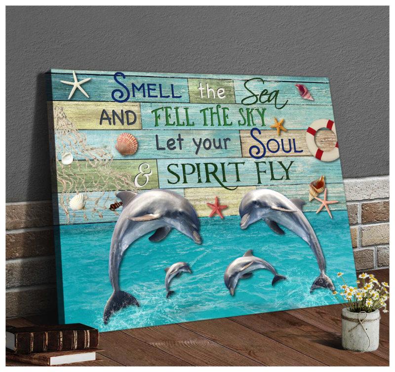 Dolphin Premium Wall Art Canvas And Poster, Wall Decor, Canvas Instructure – Smell The Sea And Feel The Sky Premium Canvas And Poster, Wall Decor, Canvas Instructure