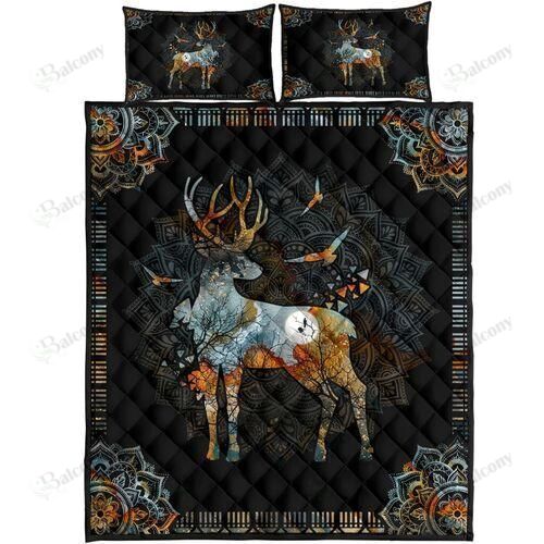 Vintage Mandala Deer Quilt Bedding Set Hac270508