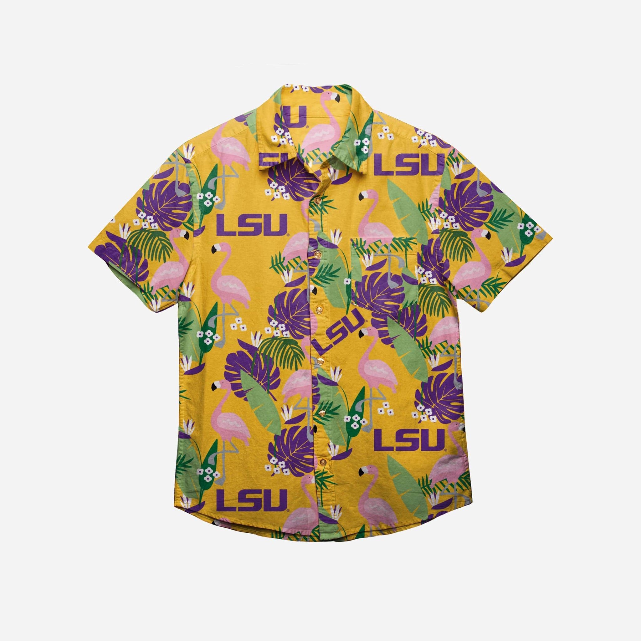 Lsu Tigers Floral Button Up Hawaii Shirt Ha76711