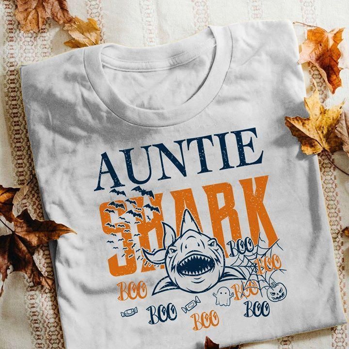 Auntie Shark Boo Boo Halloween Pumpkin Shirt