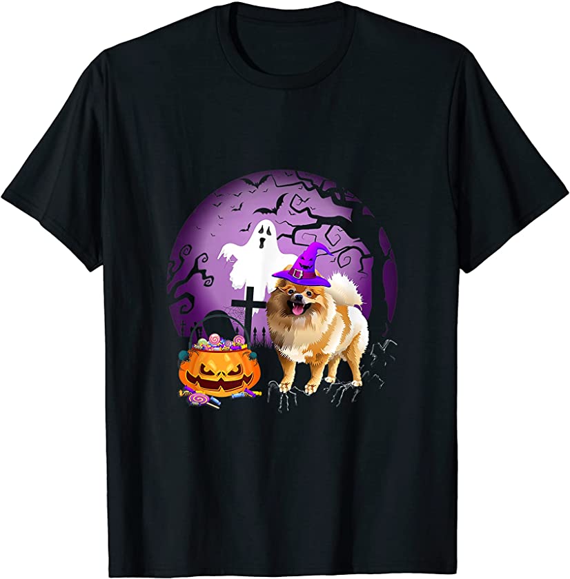 Pomeranian Dog Candy Pumpkin Halloween Lover T-Shirt