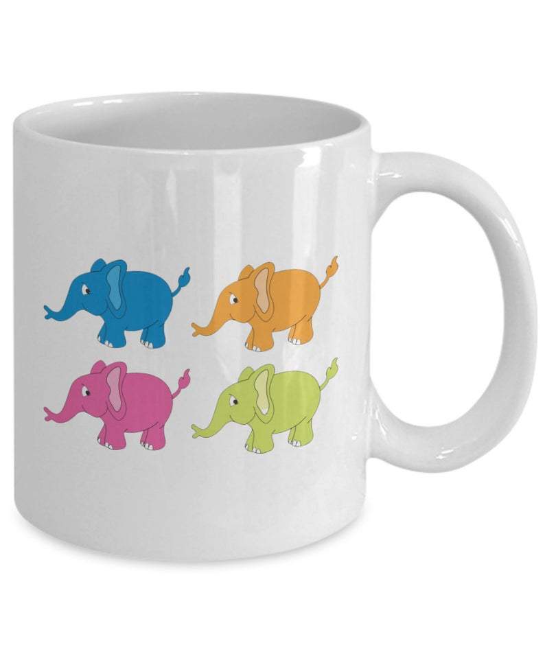 Vector Elephants Mug Accent Mug Campfire Mug Color Changing Mug Elephant Lover Gifts Double Side Printed Ceramic Coffee Mug Tea Cups Latte