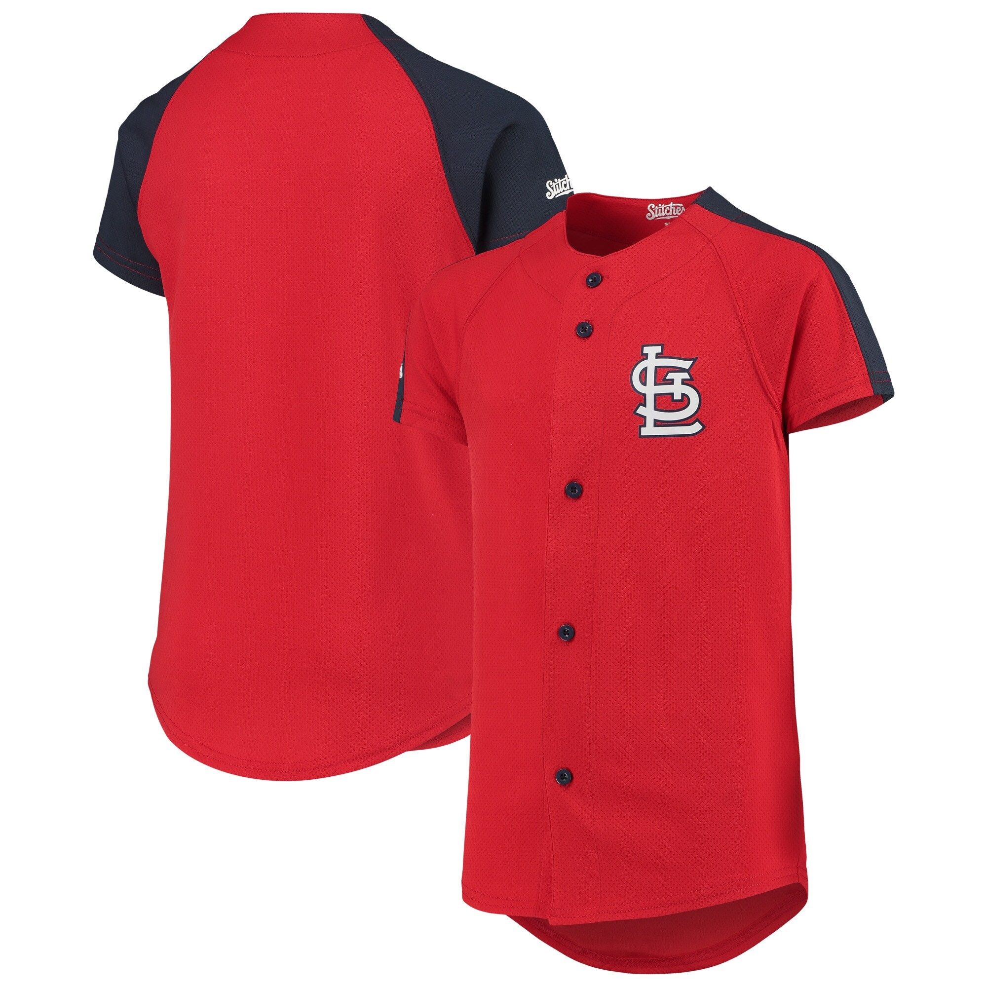 Youth Stitches Red St. Louis Cardinals Logo Button-Down Jersey