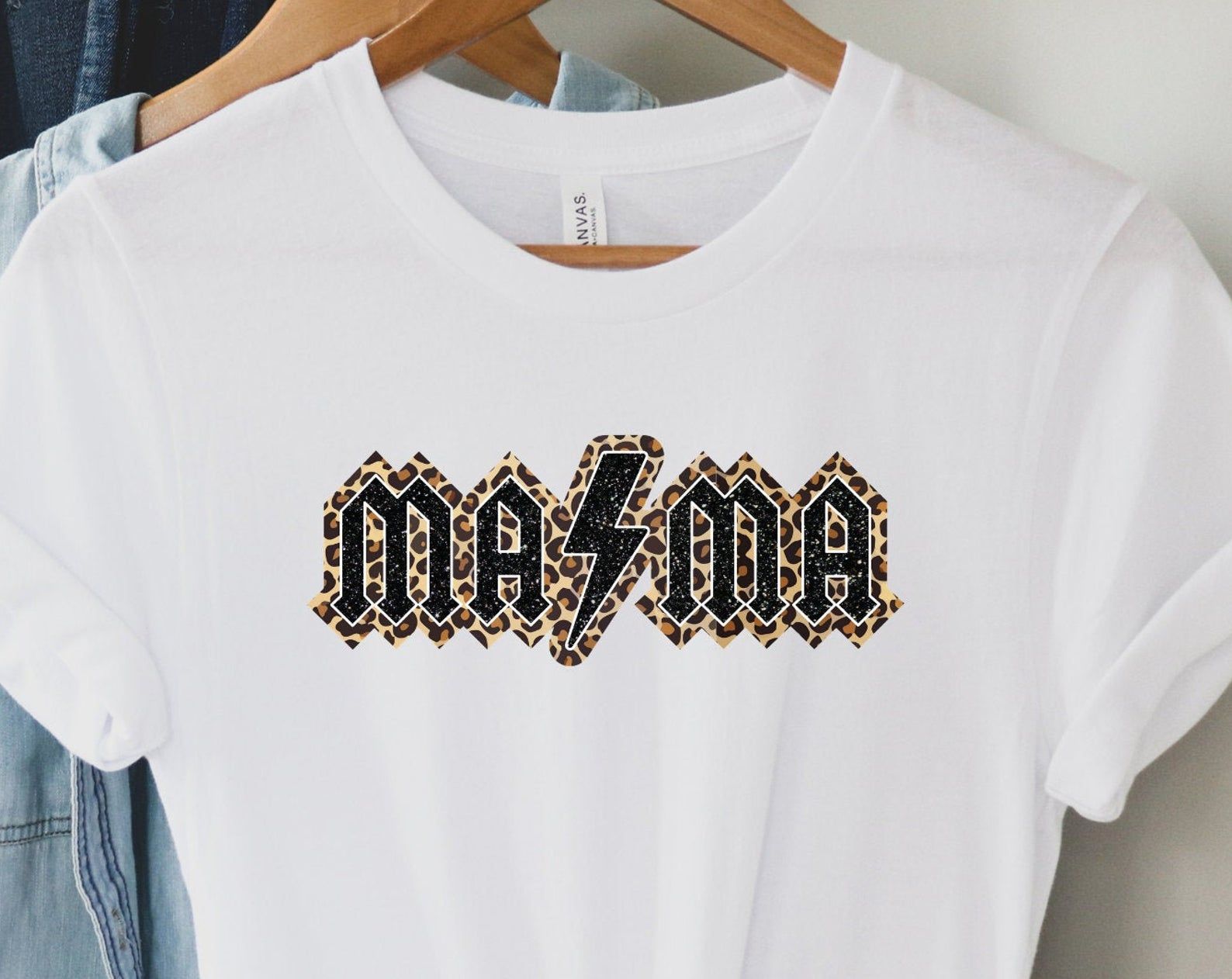 Acdc Mama Shirt Acdc Mini Shirt Leopard Rocker Mom Shirt Mama Shirt Mom And Daughter Matching Shirt Mothers Day Gift Trendy Mom Shirts