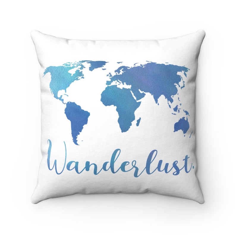 Wanderlust Throw Pillow, Throw Pillow, Decorative Pillow, Home Decoration, Bedroom Descor, Living Room Throw Pillows