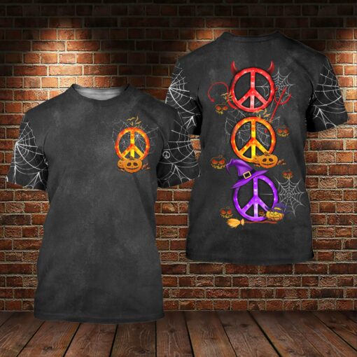 Hippie Peace Sign Halloween Costume 3D All Over Printed Shirts For Men And Women, Gift For Hippie Lover, Hippie Soul