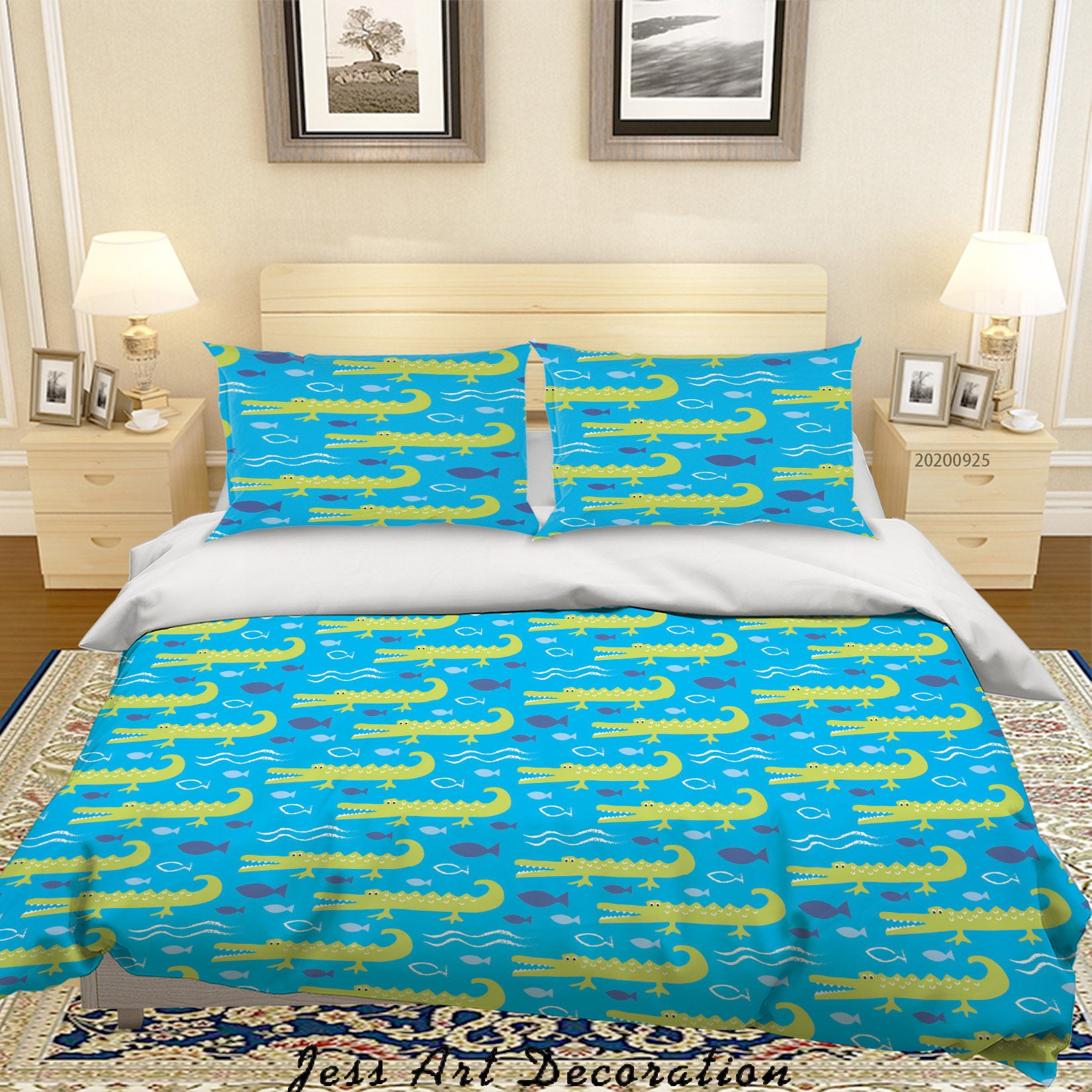 3D Cartoon Animal Crocodile Pattern Quilt Cover Set Bedding Set Duvet Cover Pillowcases Wj 6440