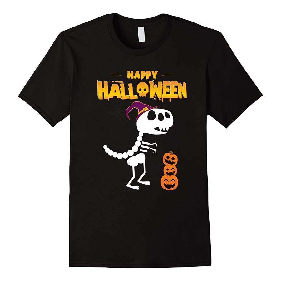 Funny Happy Halloween T-Rex Shirt – Perfect Gift Men Short Sleeve T- Shirt Casual T-shirt